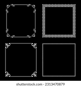 Set of decorative frames Elegant vector element for design in Eastern style, place for text. Floral black and white borders. Lace illustration for invitations and greeting cards.