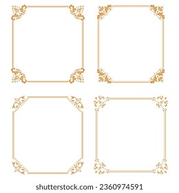 Set of decorative frames Elegant vector element for design in Eastern style, place for text. Floral gold and white borders. Lace illustration for invitations and greeting cards
