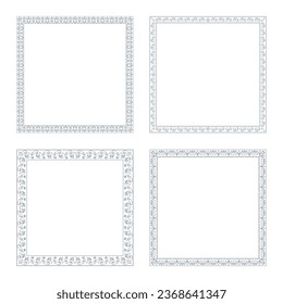 Set of decorative frames Elegant vector element for design in Eastern style, place for text. Floral gray and white borders. Lace illustration for invitations and greeting cards