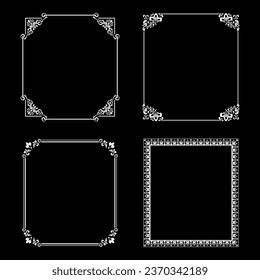 Set of decorative frames Elegant vector element for design in Eastern style, place for text. Floral black and white borders. Lace illustration for invitations and greeting cards.