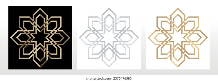 Set of decorative frames Elegant vector element for design in Eastern style, place for text. Geometric black and white borders. Lace illustration for invitations and greeting cards