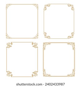 Set of decorative frames Elegant vector element for design in Eastern style, place for text. Floral gold and white borders. Lace illustration for invitations and greeting cards