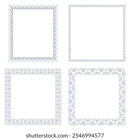 Set of decorative frames Elegant vector element for design in Eastern style, place for text. Floral gray and white borders. Lace illustration for invitations and greeting cards