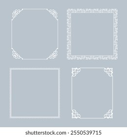 Set of decorative frames Elegant vector element for design in Eastern style, place for text. Floral gray and white borders. Lace illustration for invitations and greeting cards