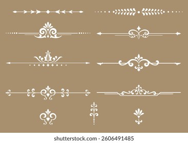 Set of decorative frames Elegant vector element for design in Eastern style, place for text. Floral beige and white borders. Lace illustration for invitations and greeting cards