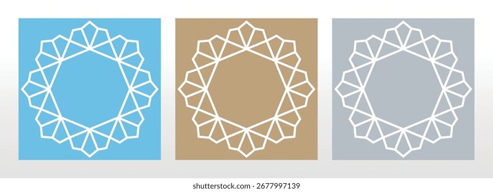 Conjunto de quadros decorativos Elemento vetor elegante para design em estilo oriental, lugar para texto. Bordas de cor floral. Ilustração de renda para convites e cartões de saudação