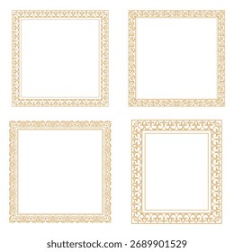 Set of decorative frames Elegant vector element for design in Eastern style, place for text. Floral golden and white borders. Lace illustration for invitations and greeting cards