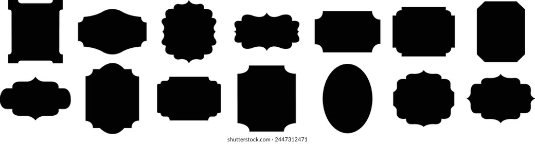 Set of Decorative frames Fill icons. Retro ornamental frame, vintage ornament and ornate border. Wedding frames, antique museum picture borders or dividers vectors isolated on transparent background.