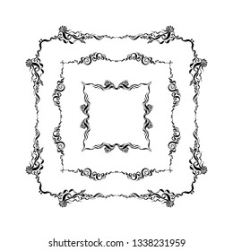 set of decorative frames. hand drawn vector illustration on white background