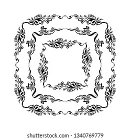 set of decorative frames. hand drawn ink vector illustration on white background