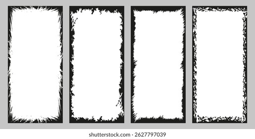 Set of decorative frames. Hand drawn black borders on white background. Vintage frames. Vector images.