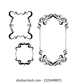 set of decorative frames. hand-drawn with ink and brush vector illustration isolated on white background