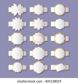 Set of decorative frames, labels, borders. Elements for design of cards, invitations, books, magazines and other printed materials.