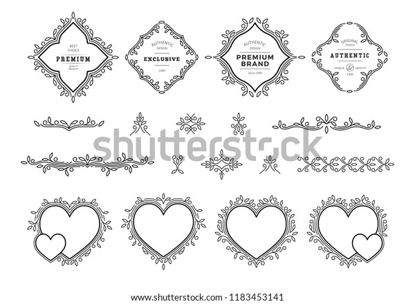 Set of Decorative Frames and Ornament Elements.\
Vector Packaging Labels\
Design