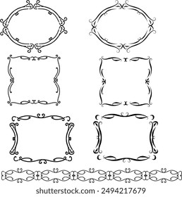 Set of decorative frames ornament floral medieval modern. Vector illustration thin border border for text framing insert as banner or picture decoration