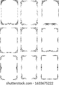 Set of decorative frames of ornaments for the design of pages with texts, menus, invitations, menus, cards, posters, etc. Vector illustration.