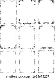 Set of decorative frames of ornaments for the design of pages with texts, menus, invitations, menus, cards, posters, etc. Vector illustration.