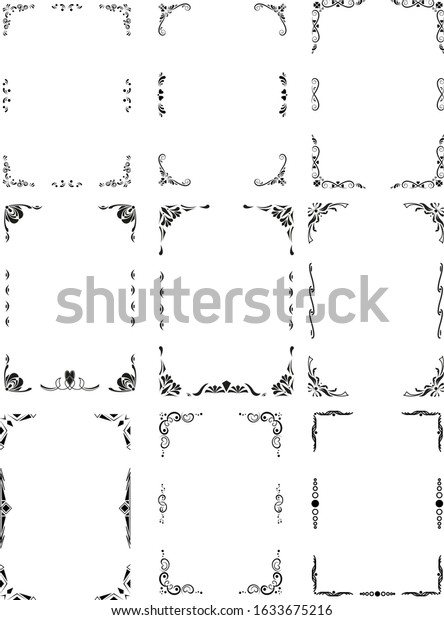 Set of decorative frames of ornaments for
the design of pages with texts, menus, invitations, menus, cards,
posters, etc. Vector
illustration.