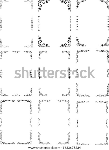 Set of decorative frames of ornaments for\
the design of pages with texts, menus, invitations, menus, cards,\
posters, etc. Vector\
illustration.