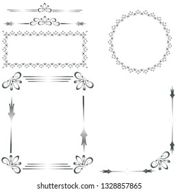 Set of decorative frames. Patterned frames. patterned frames of different shapes