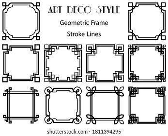 Set of decorative frames in a square shape in vintage style. Vector illustration