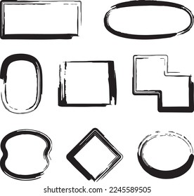 Set of decorative frames of various shapes painted with a brush