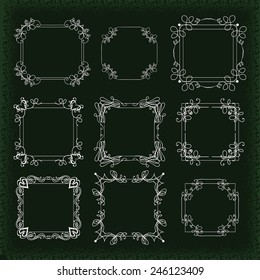 set decorative frames vector illustration on black background