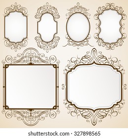 Set of decorative frames vector illustration with all separated elements.


