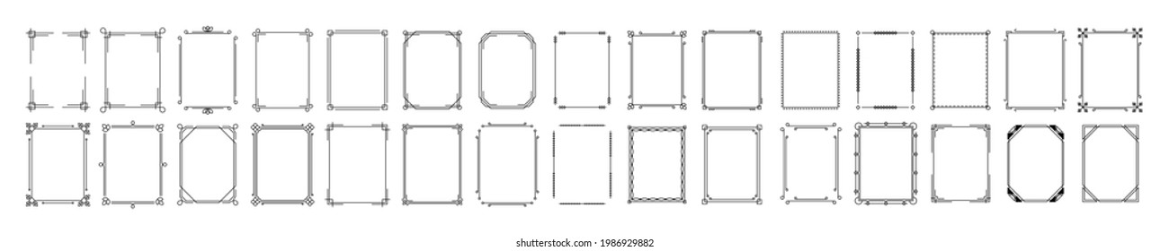 Set von Zierrahmen. Ränder für Vintage- oder Retro-Rahmen. Frames-Kollektion. Kalligrafische Rahmen. Vektorgrafik.