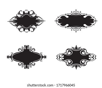  A set of decorative frames in vintage style, isolated on a white background. An elegant item for decorating invitations, postcards, cobwebs
