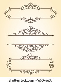 Set decorative frames .Vintage vector.Well built for easy editing.Brown.