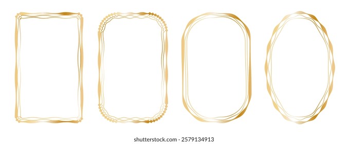 Set of decorative frames with wavy lines and patterns. Trendy vintage fancy frames for wedding invitations, birthday cards, prints.