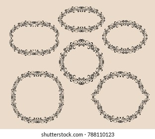 Set decorative frames.Illustration vintage vector.