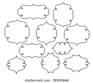 Set decorative frames.Illustration vintage vector.Black on white.
