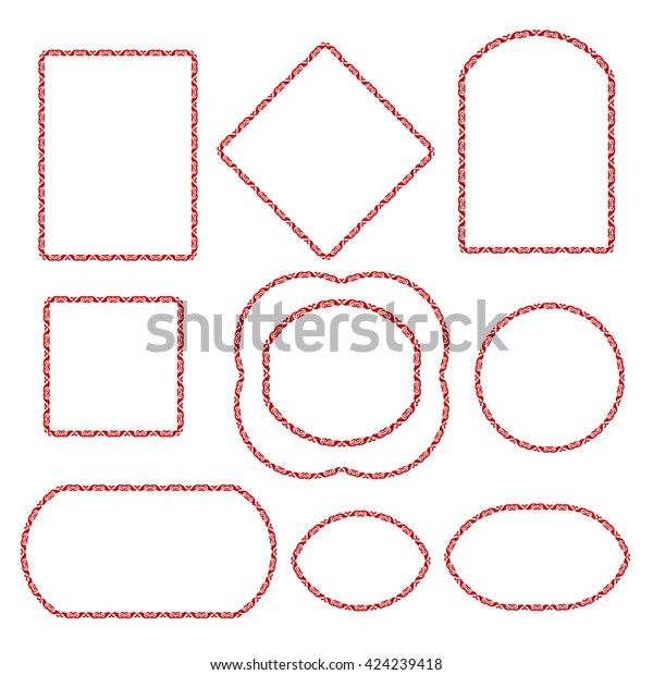 Set of decorative frames.Vintage\
vector.Well built for easy editing segment.Red\
.