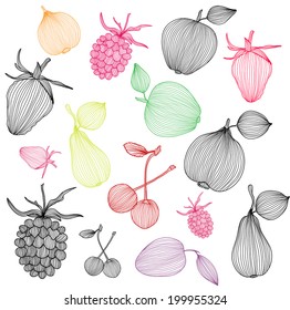 set of decorative fruits, design elements