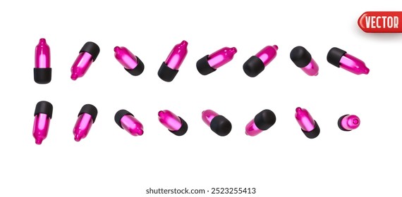 Set of decorative garland pink lights. Realistic Christmas festive 3d element. New Year decorations objects isolated on white background. vector illustration