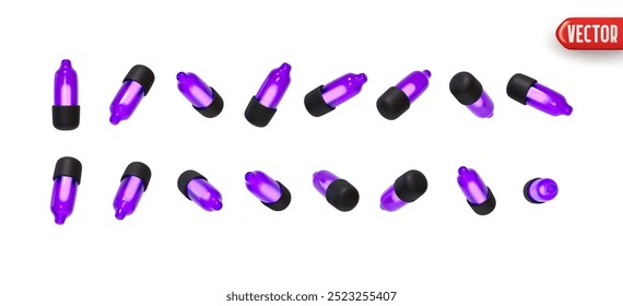 Set of decorative garland purple lilac soft lights. Realistic Christmas festive 3d element. New Year decorations objects isolated on white background. vector illustration