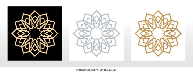 Set of decorative geometric circles, Elegant vector element for design in Eastern style,