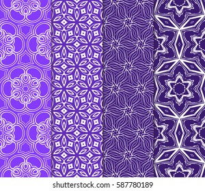 set of decorative geometric floral pattern. seamless vector illustration. for wallpaper, invitation, fabric textile