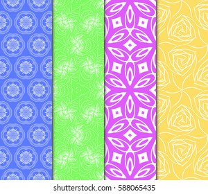 set of decorative geometric floral pattern. seamless vector illustration. for wallpaper, invitation, fabric textile