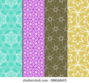 set of decorative geometric floral pattern. seamless vector illustration. for wallpaper, invitation, fabric textile