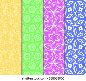 set of decorative geometric floral pattern. seamless vector illustration. for wallpaper, invitation, fabric textile