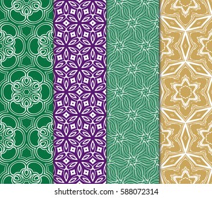 set of decorative geometric floral pattern. seamless vector illustration. for wallpaper, invitation, fabric textile