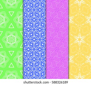 set of decorative geometric floral pattern. seamless vector illustration. for wallpaper, invitation, fabric textile
