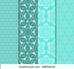 set of decorative geometric floral pattern. seamless vector illustration. for wallpaper, invitation, fabric textile