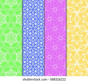 set of decorative geometric floral pattern. seamless vector illustration. for wallpaper, invitation, fabric textile