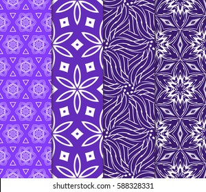 set of decorative geometric floral pattern. seamless vector illustration. for wallpaper, invitation, fabric textile