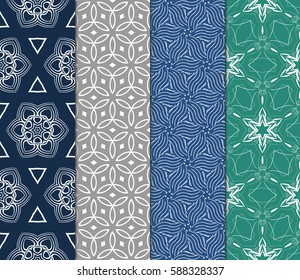 set of decorative geometric floral pattern. seamless vector illustration. for wallpaper, invitation, fabric textile