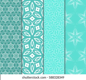 set of decorative geometric floral pattern. seamless vector illustration. for wallpaper, invitation, fabric textile